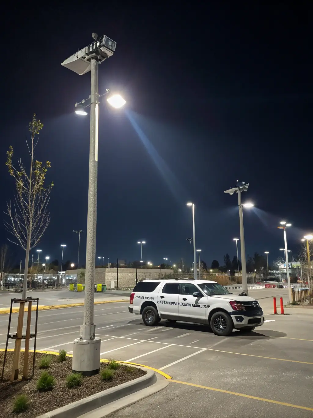 A high-resolution security camera capturing a clear image of a license plate at night, demonstrating superior image quality.