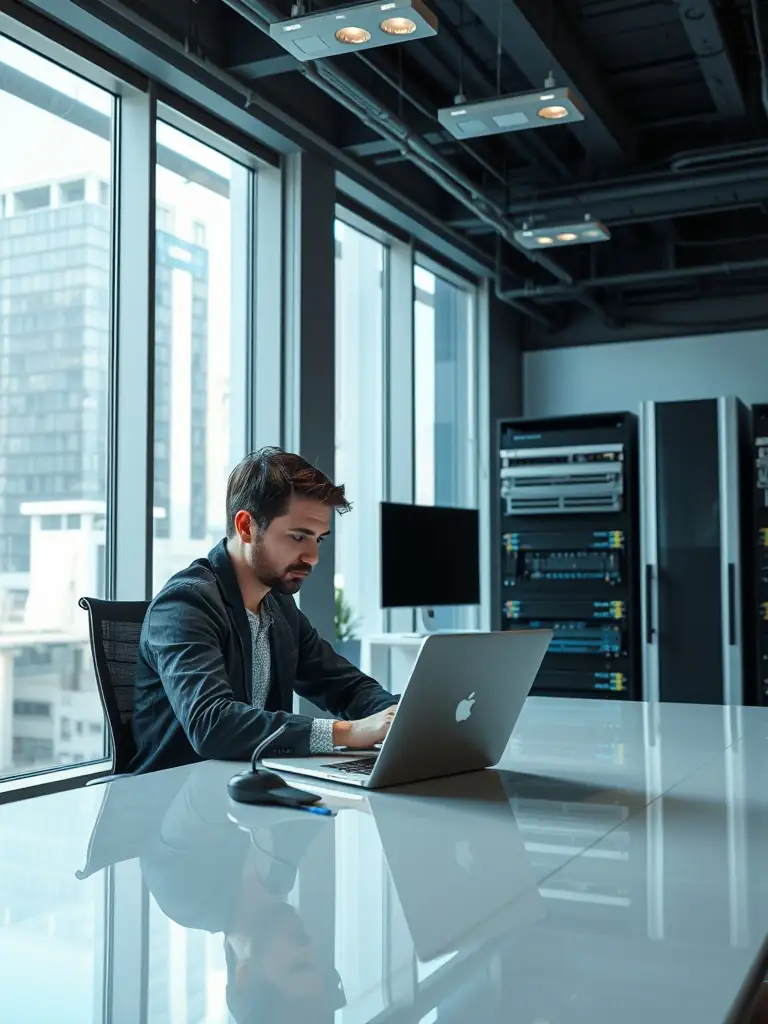 A modern commercial building with visible Fortexa WiFi access points, showcasing secure and reliable network coverage for tenants and visitors throughout the property.