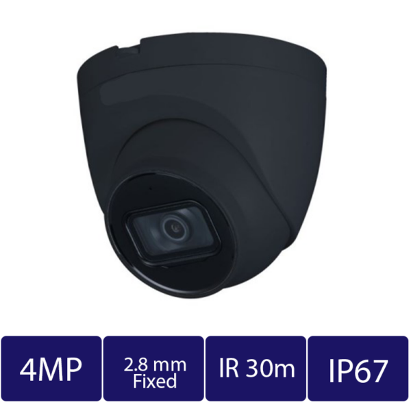 4MP AI Turret Camera (Black), 2.8mm Fixed (CAM-IP9124TB-28-AI)