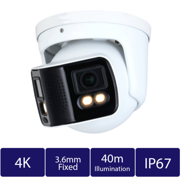 Dual 4MP Dual-Lens 180° Panoramic Camera, 3.6mm Fixed (CAM-IP9158-A180-36)