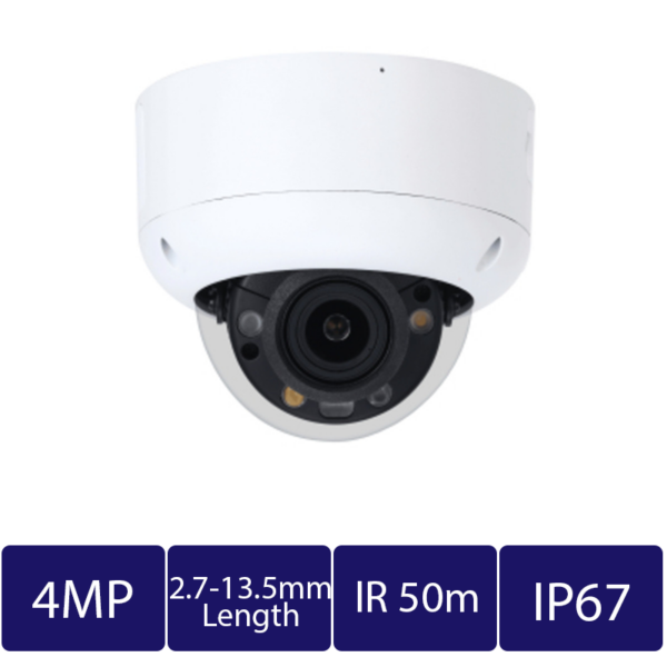 4MP Smart Dual-Light Active Deterrence AI Dome Camera, Motorized Vari-Focal (CAM-IP9334R-A-PV-Z-AI)