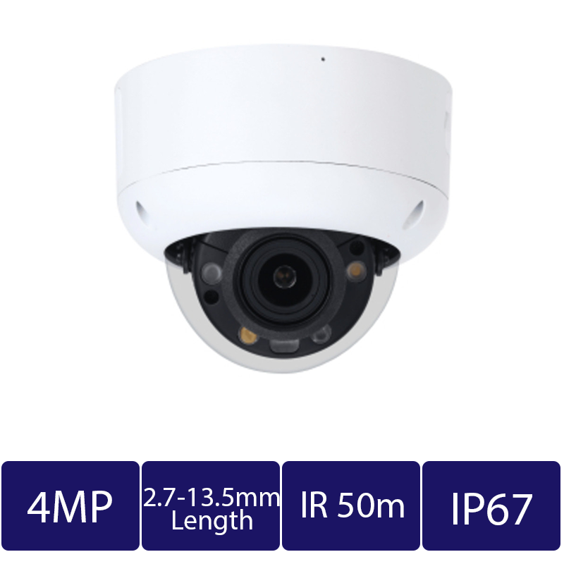 4MP Smart Dual-Light Active Deterrence AI Dome Camera, Motorized Vari-Focal (CAM-IP9334R-A-PV-Z-AI)