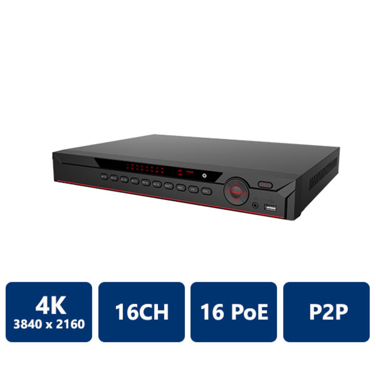 16-Channel 1U 16-PoE 4K H.265 Network Video Recorder (NVR-NV42A16-P16-4K-S2L)