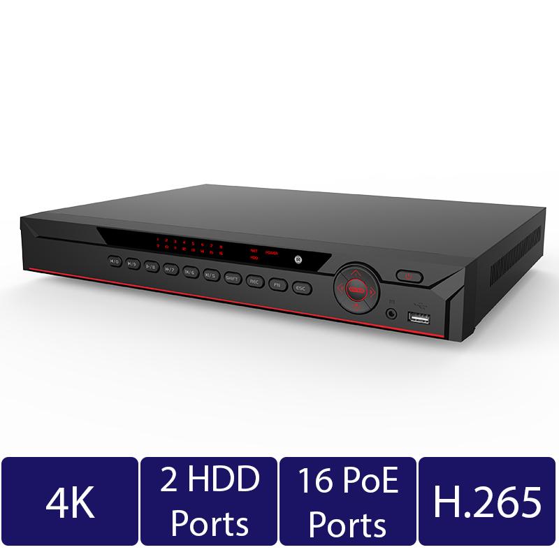 16-Channel 1U 16-PoE 4K Network Video Recorder (NVR-NV42A16H-P16-4K-EI)