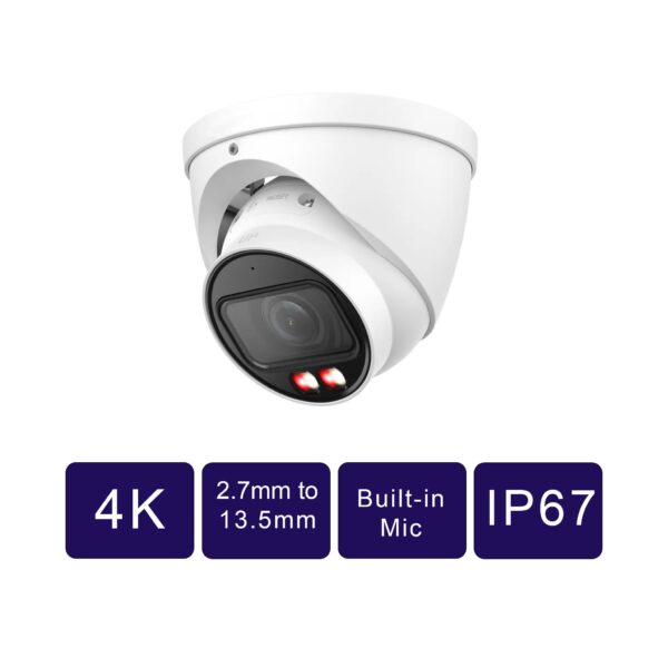 8MP Smart Dual Light Vari-Focal Eyeball WizSense IP Camera, 2.7-13.5mm Lens (CAM-IP9128T-A-Z-IL-AI)